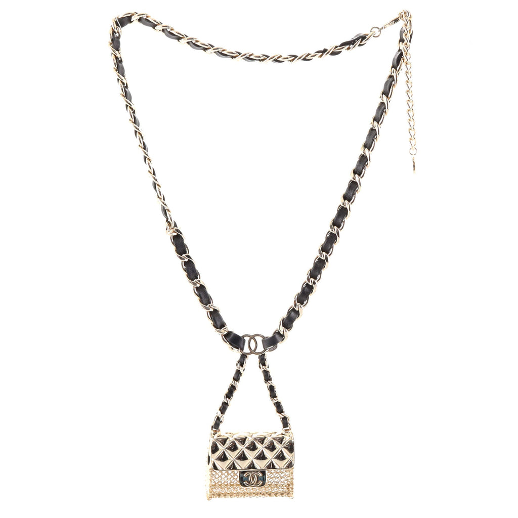 Flap Bag Charm Chain Belt Metal and Lambskin 80