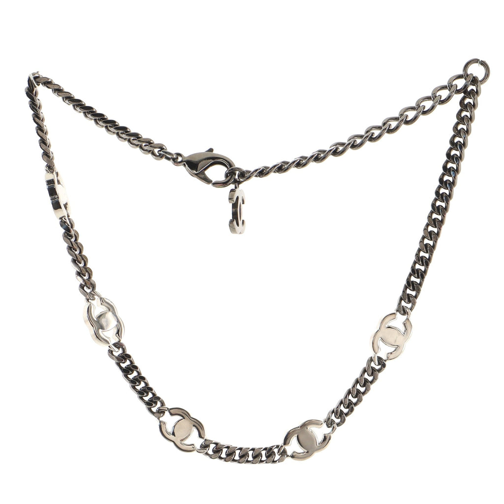 CC Link Choker Necklace Metal with Crystals 40