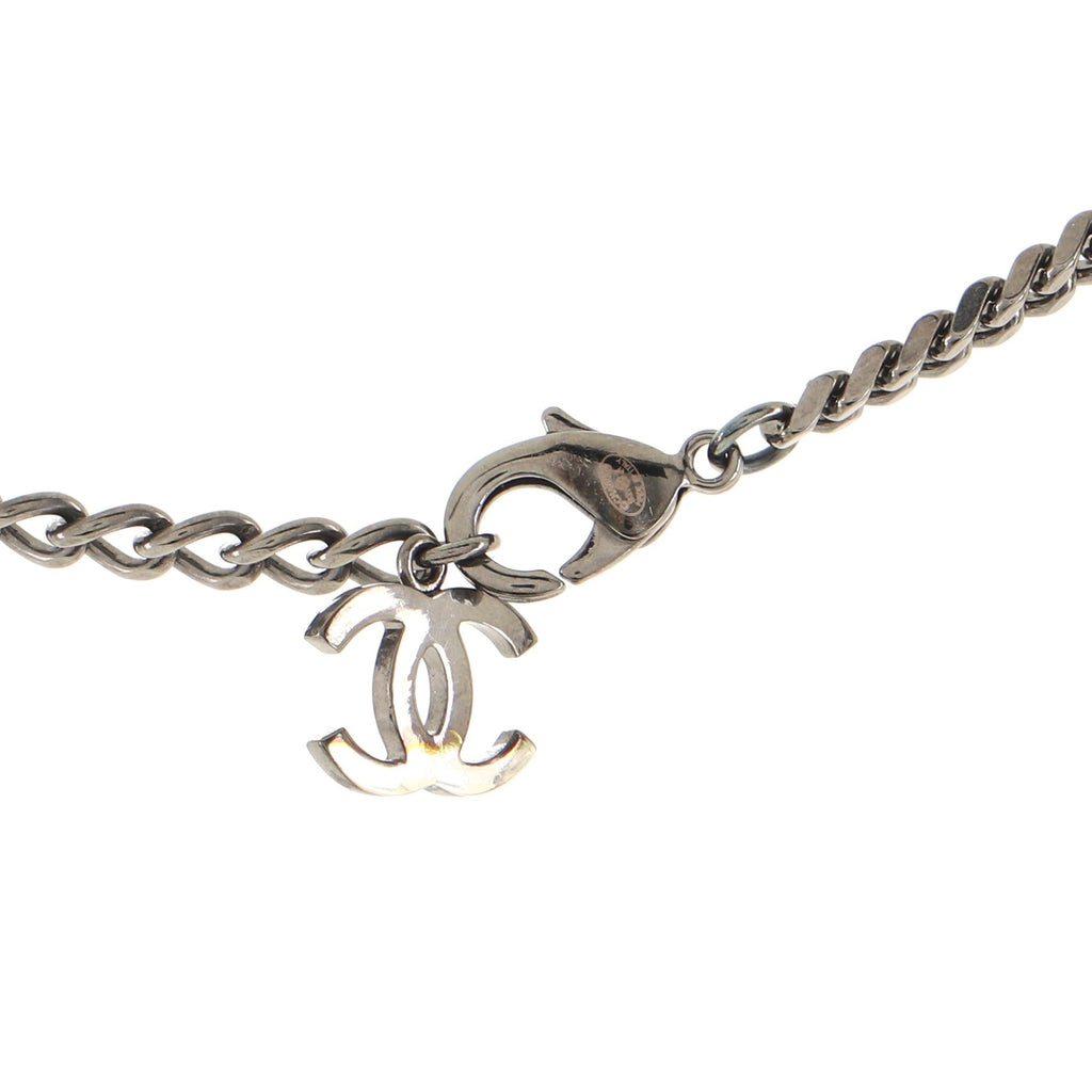CC Link Choker Necklace Metal with Crystals 40