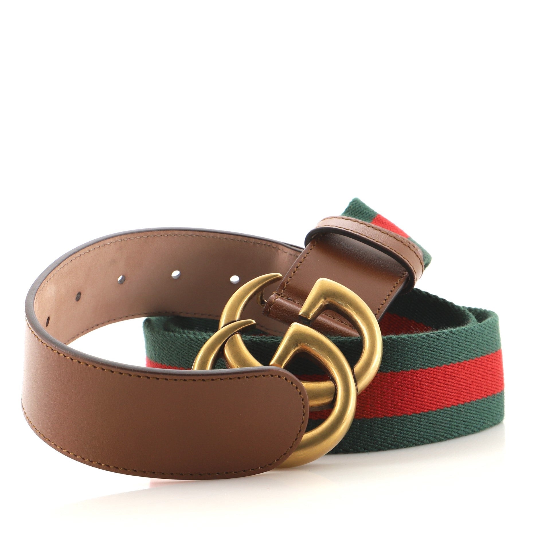 GG Marmont Web Belt Canvas and Leather Wide 5