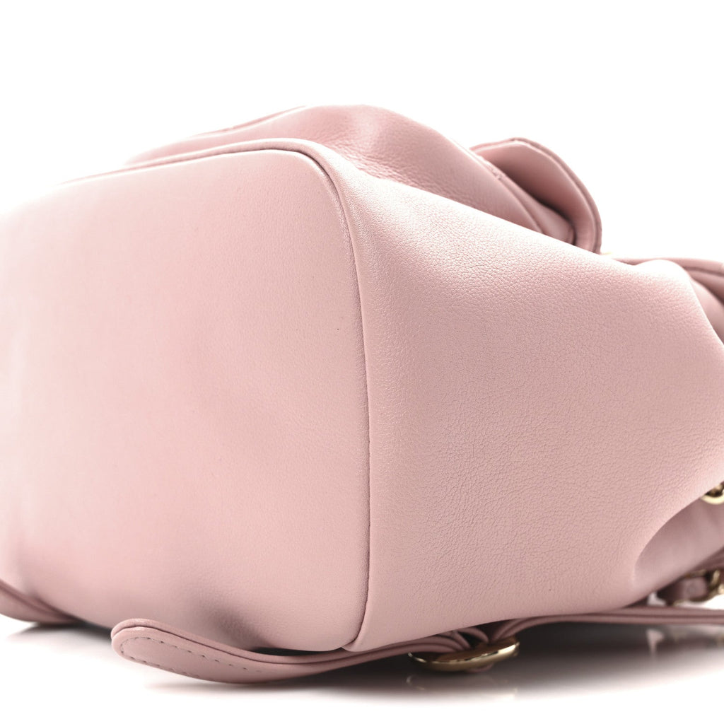 Lambskin Quilted Small Duma Drawstring Backpack Light Pink