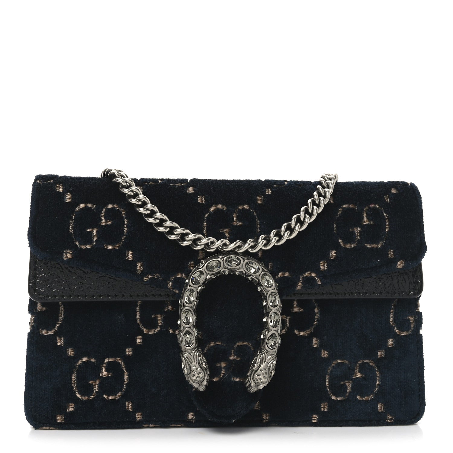 Velvet GG Monogram Super Mini Dionysus Shoulder Bag Blue Beige Black