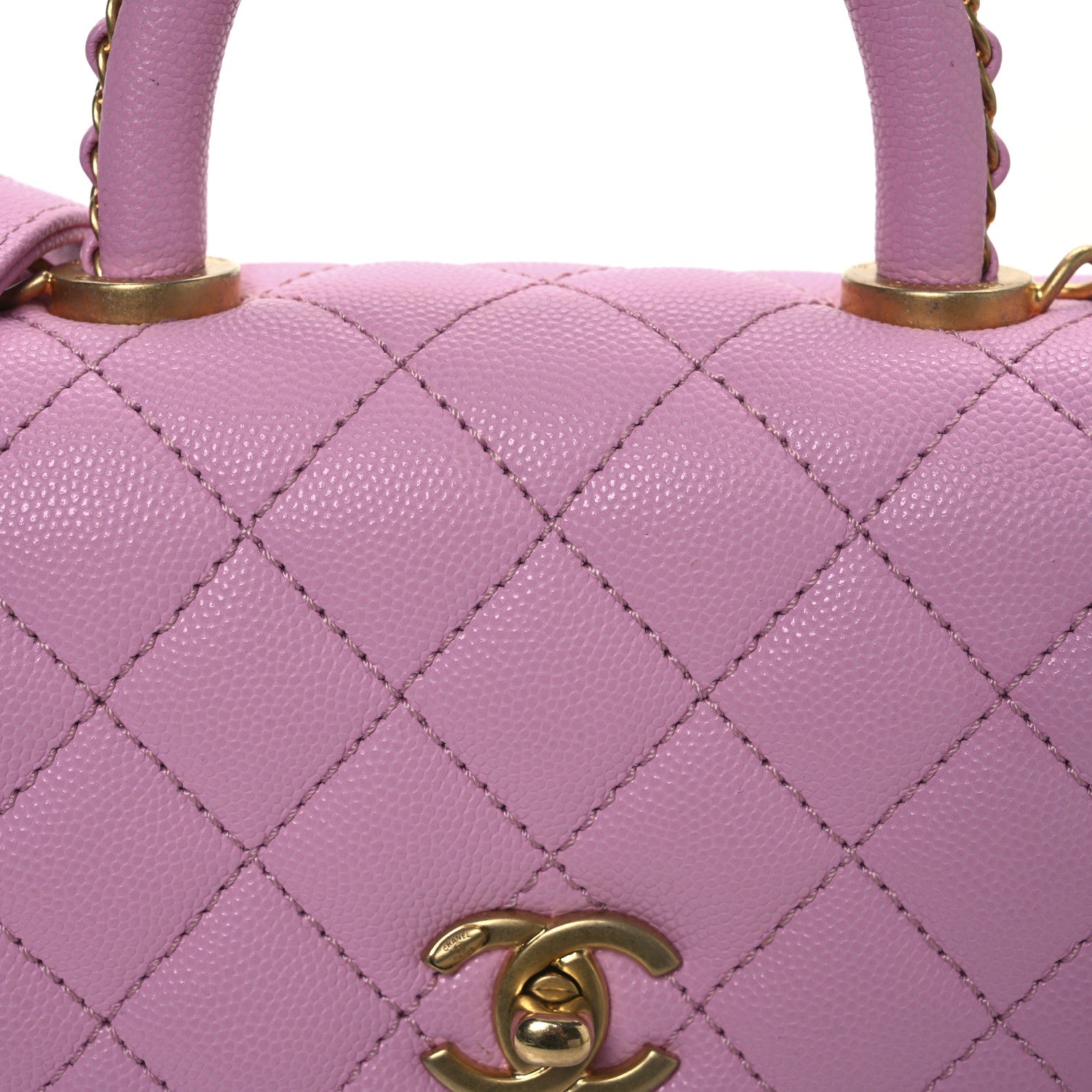 Caviar Quilted Extra Mini Coco Chain Handle Flap Pink