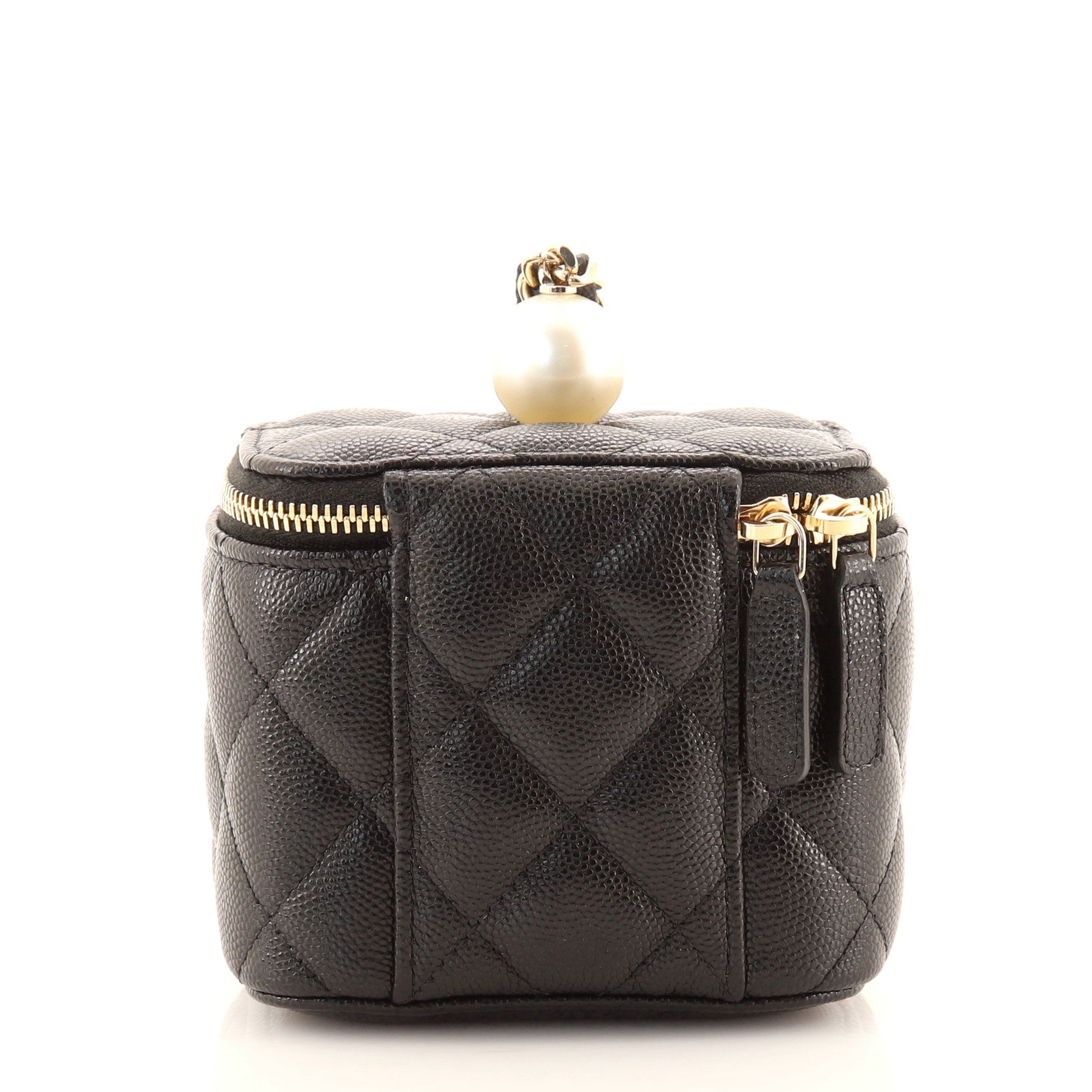 Classic Pearl Vanity Case with Chain Quilted Caviar Mini