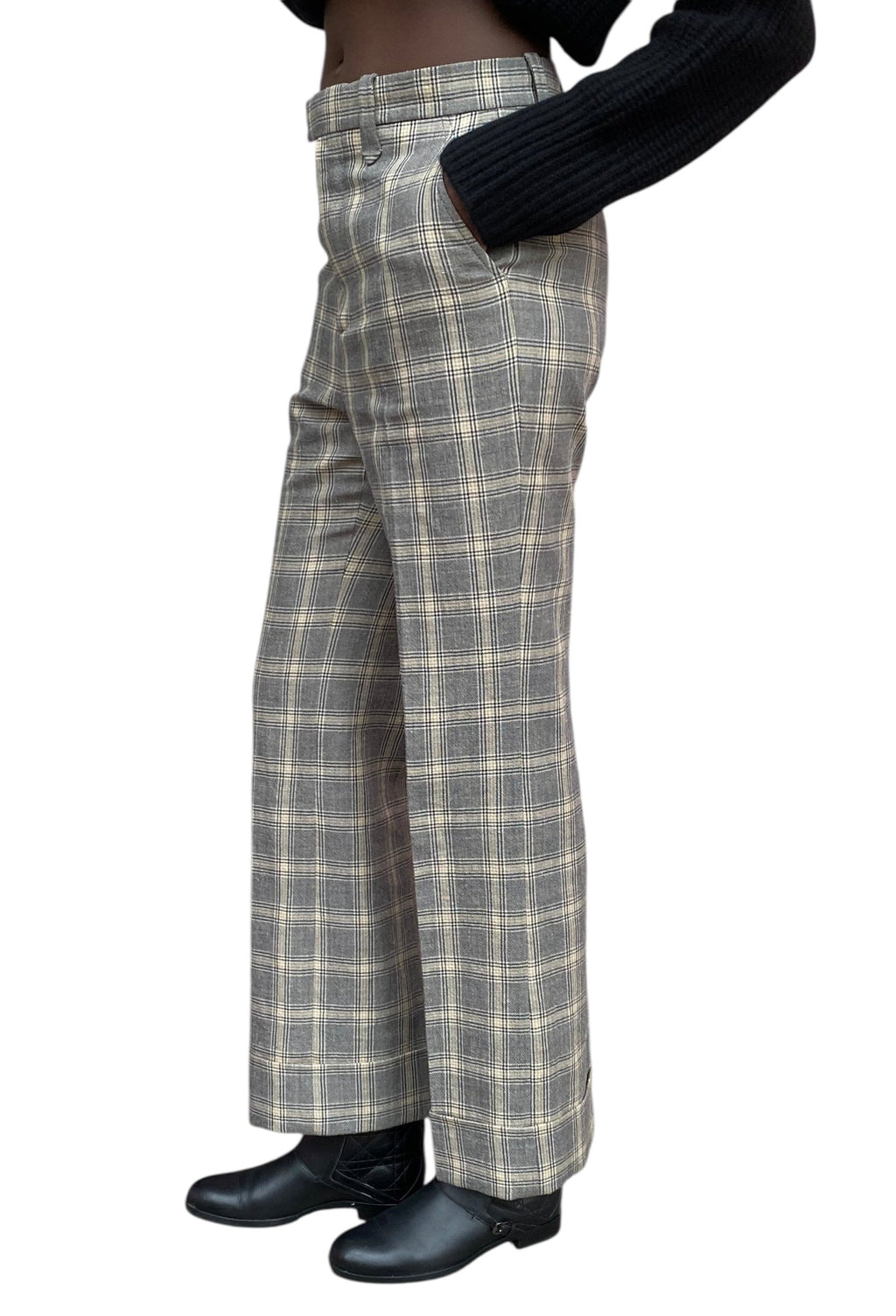 Gucci Beige & Grey Check Trousers - 38 / US 4