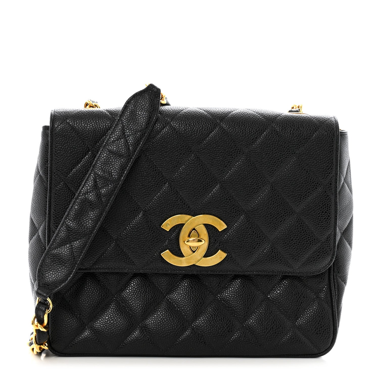 Caviar Quilted Jumbo Square Flap Black