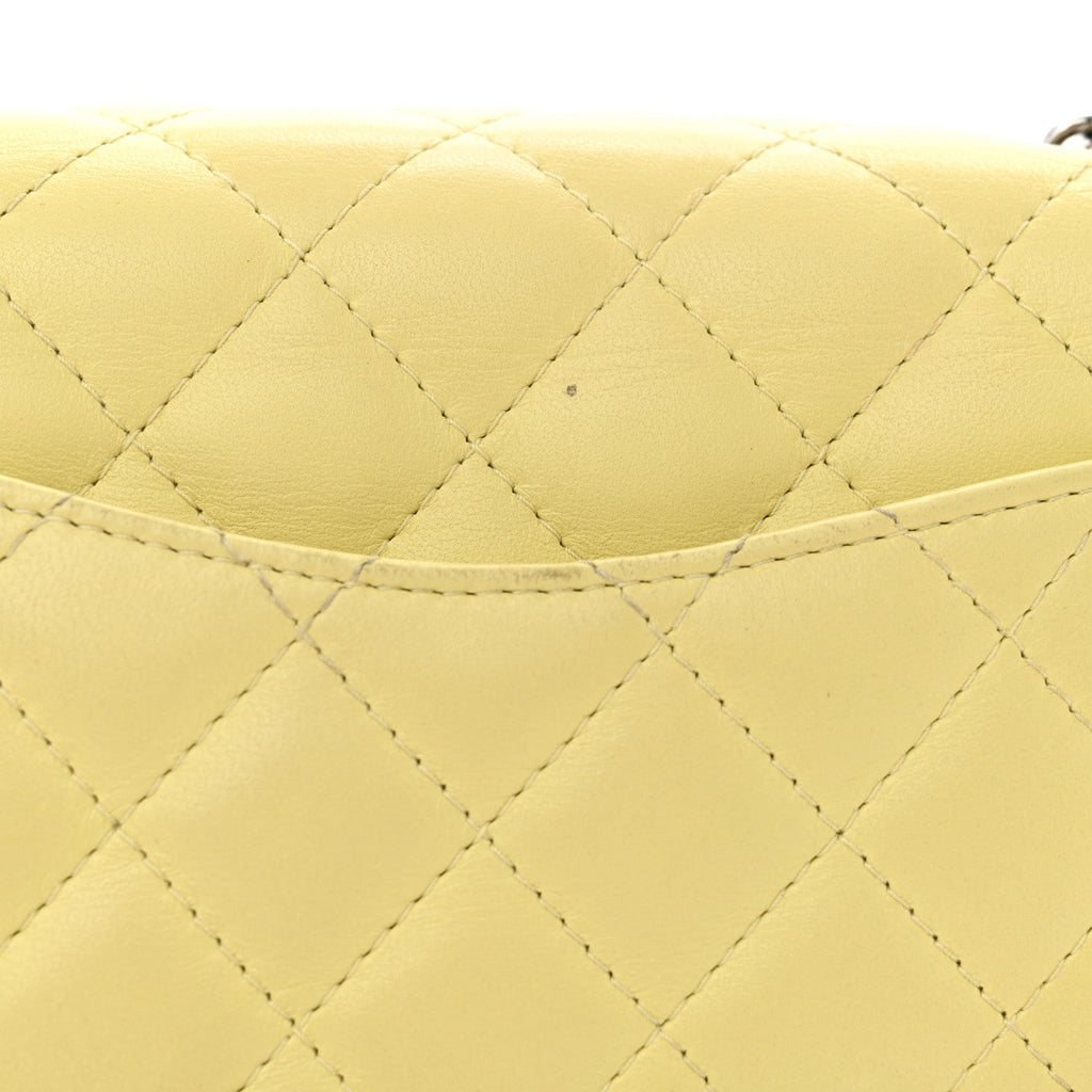 Lambskin Quilted Mini Square Flap Light Yellow