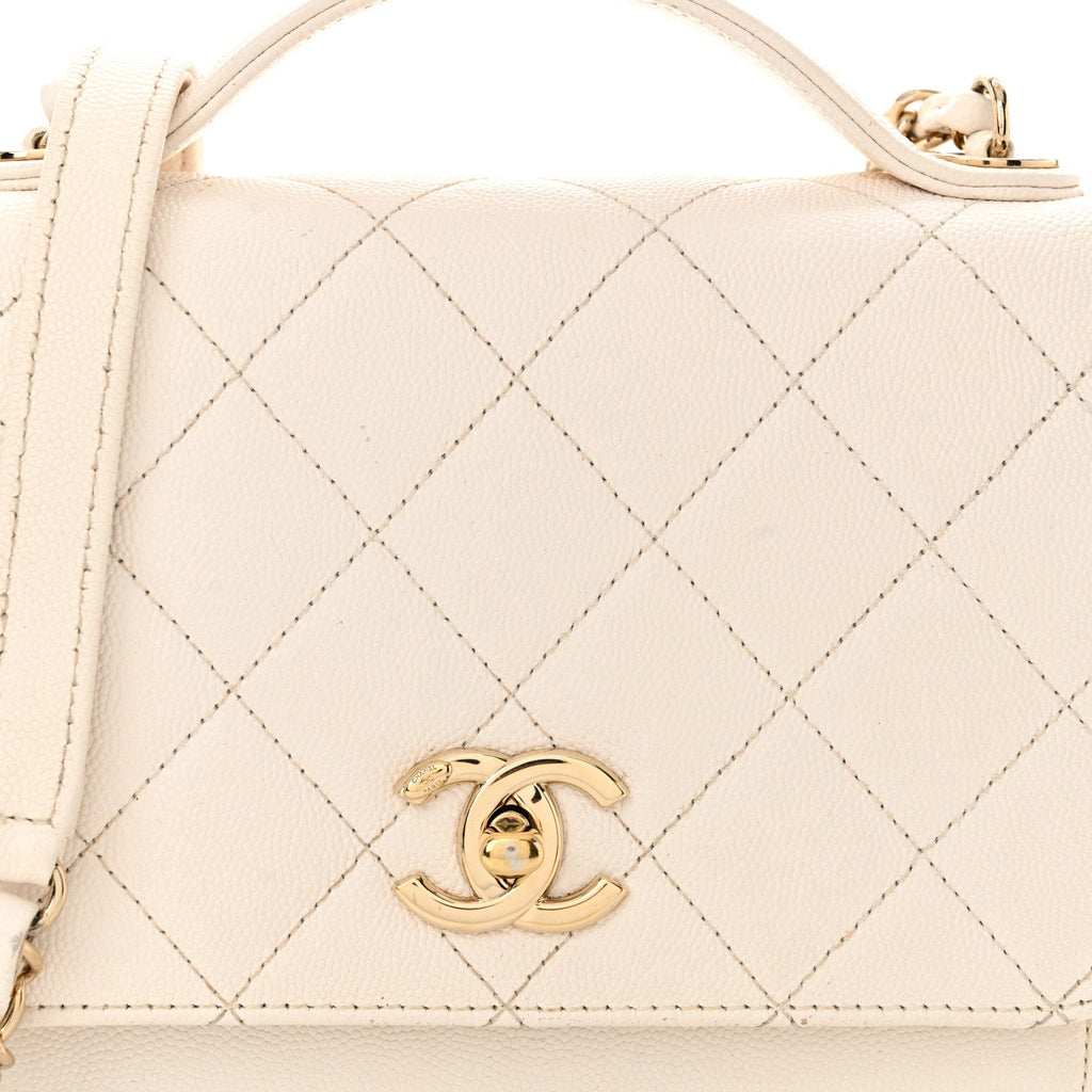Caviar Quilted Medium Business Affinity Flap White