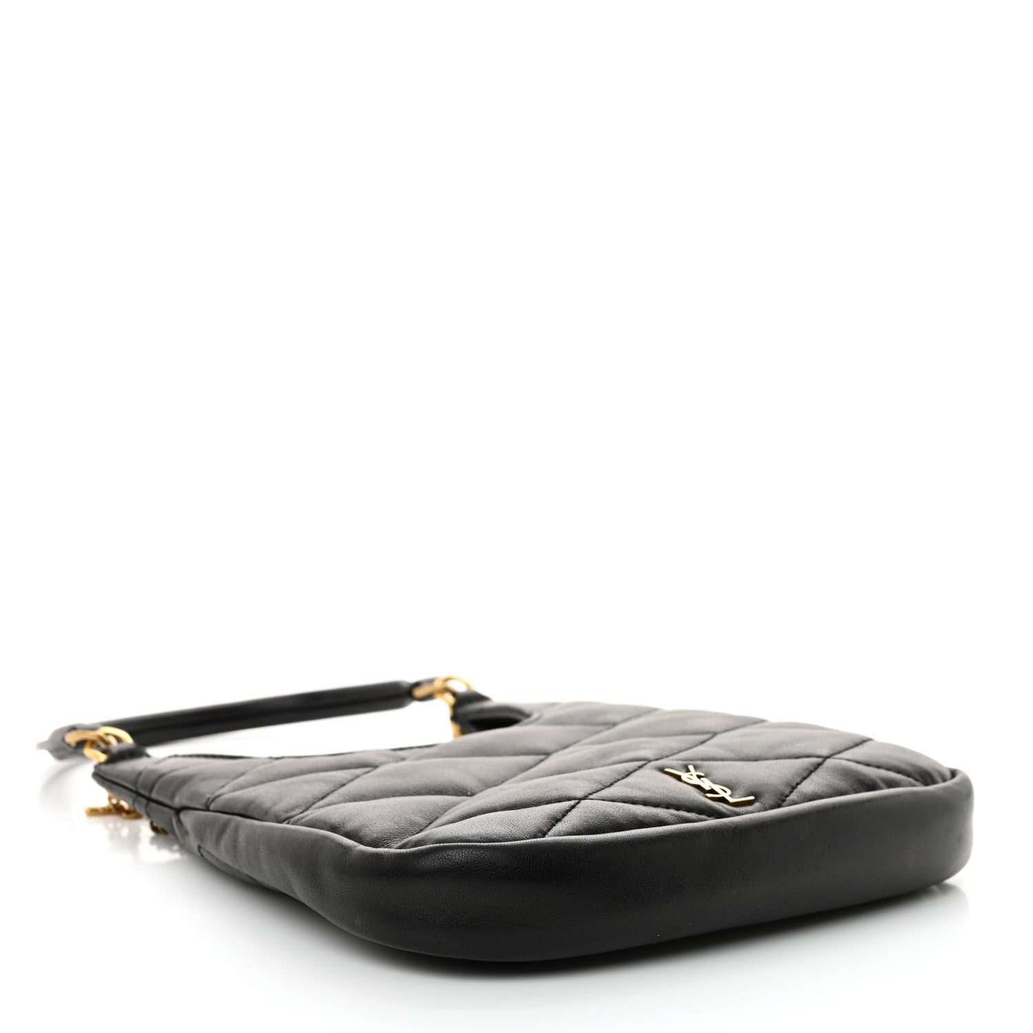 Lambskin Quilted Monogram Sade Hobo Black