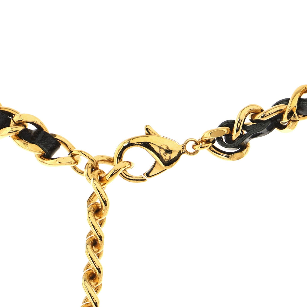 Key Pendant Necklace Metal with Leather and Crystals