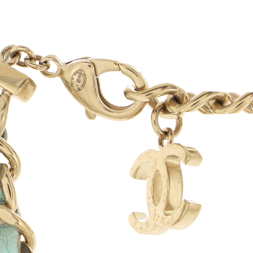 CC Padlock Double Strand Chain Necklace Metal and Lambskin