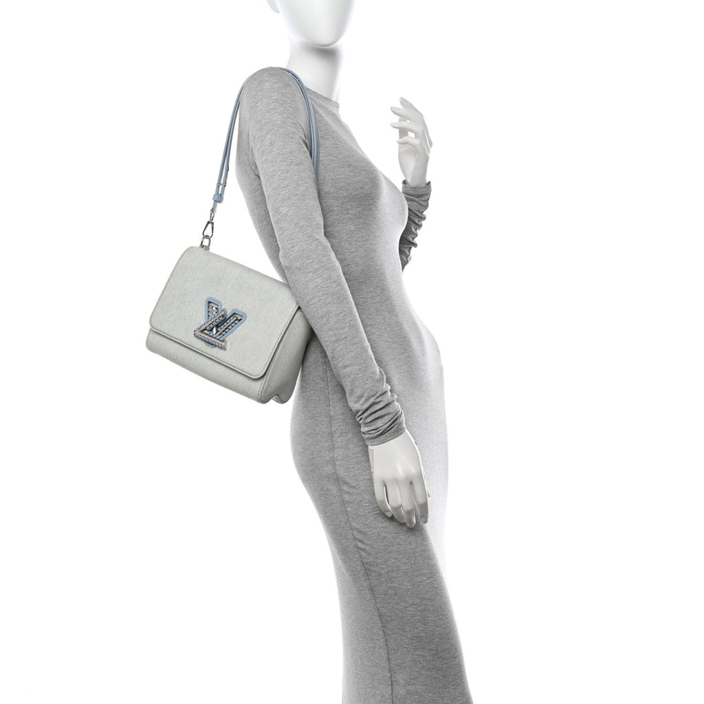 Denim Twist Shoulder Bag MM Blue Denim