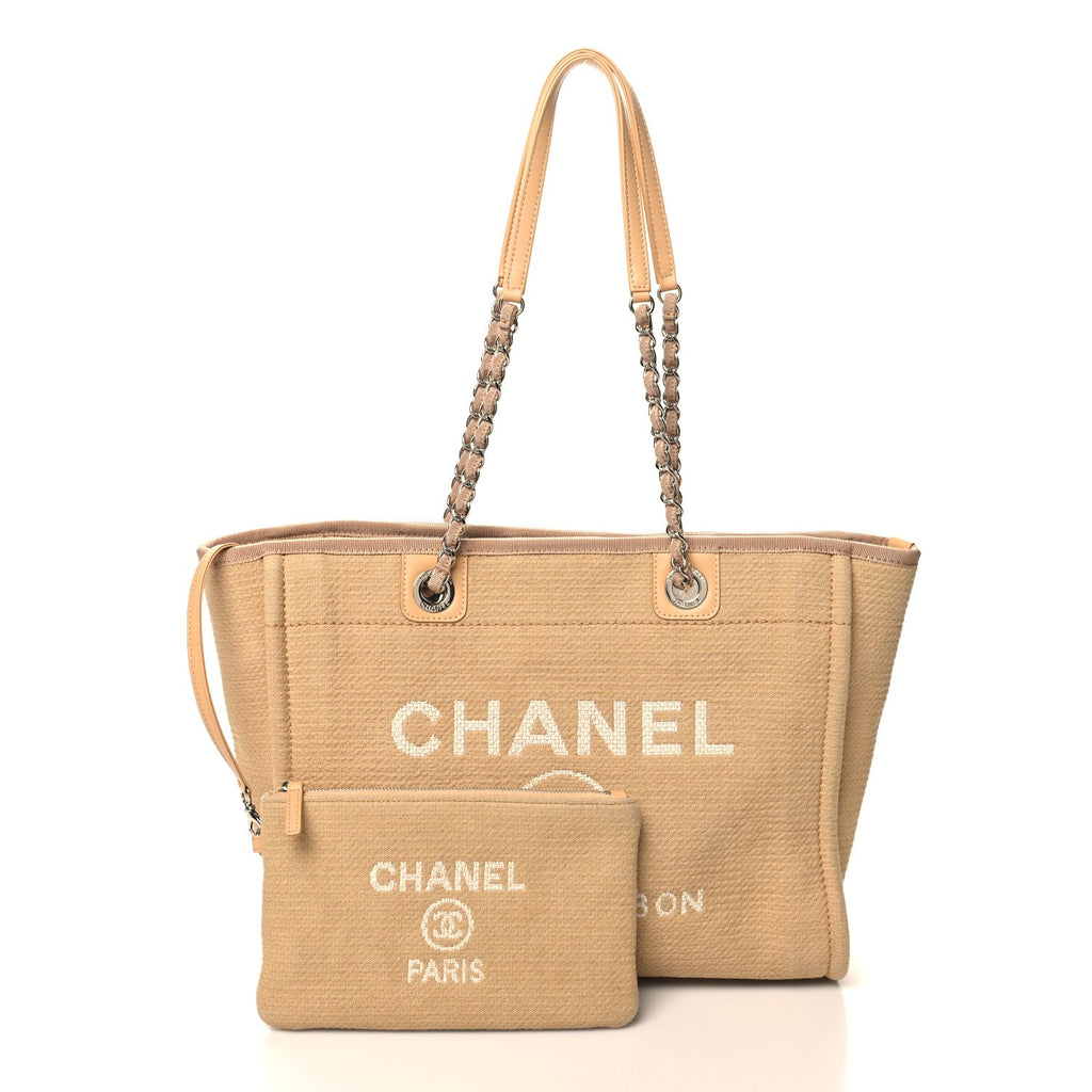 Mixed Fibers Small Deauville Tote Beige