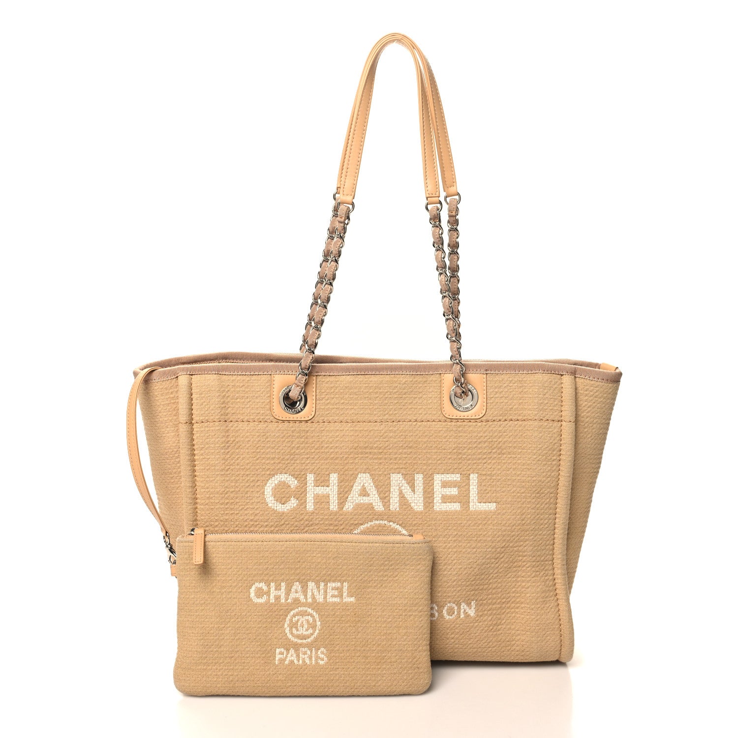 Mixed Fibers Small Deauville Tote Beige