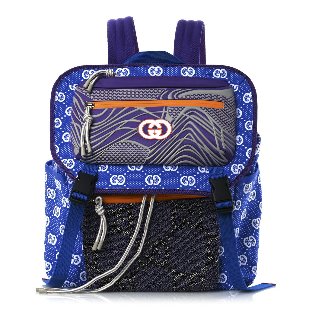 Jersey GG Monogram All Over Pan Sport Double Buckle Backpack  Blue Multicolor