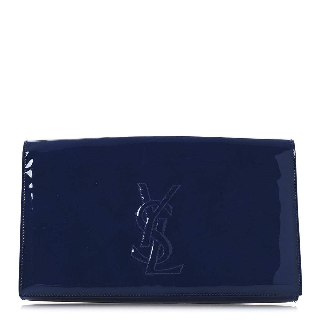 Patent Calfskin Monogram Large Belle De Jour Clutch Royal Blue