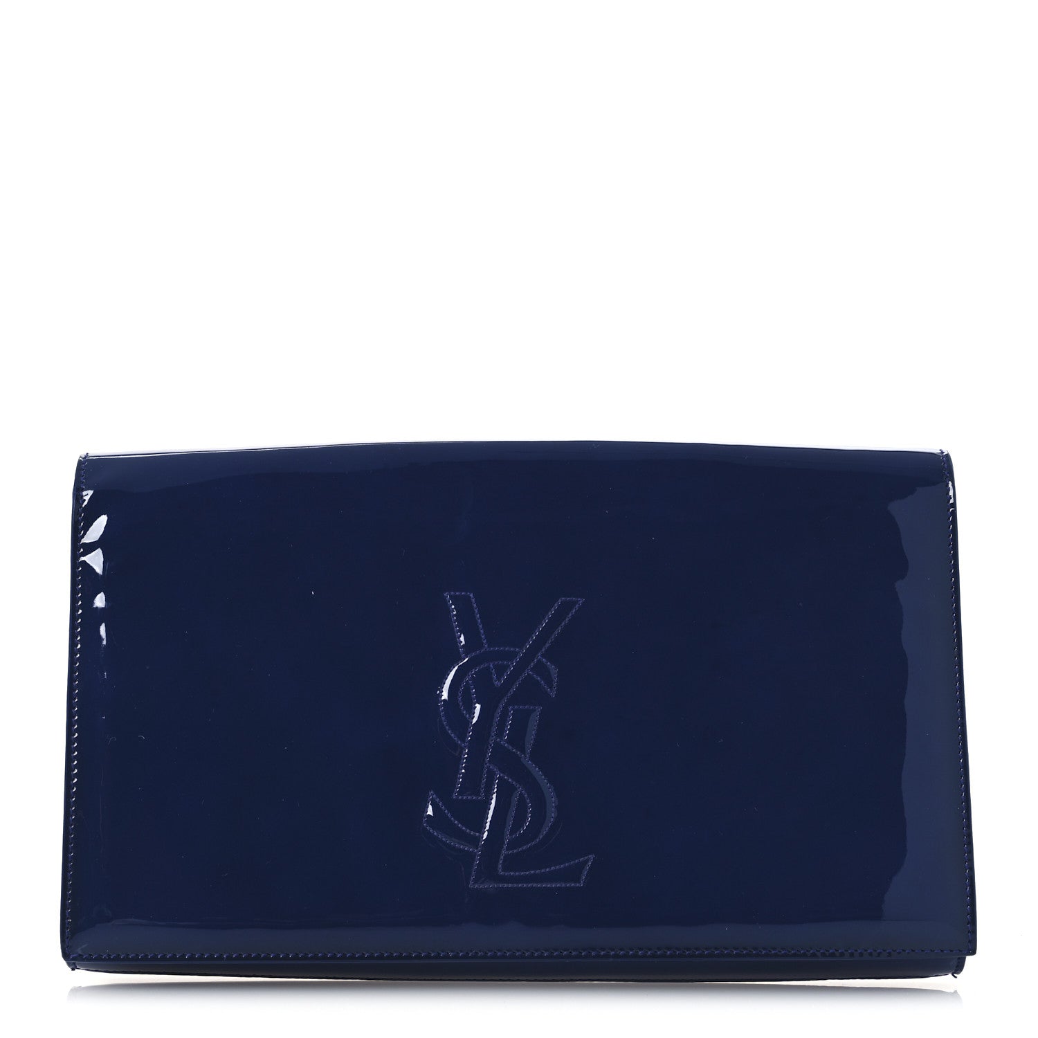 Patent Calfskin Monogram Large Belle De Jour Clutch Royal Blue