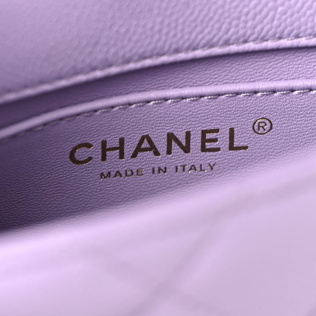 Caviar Quilted Mini Rectangular Sweetheart Flap Light Purple
