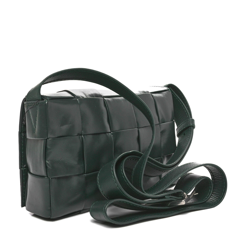 Paper Calfskin Maxi Intreccio Small Cassette Crossbody Bag Raintree