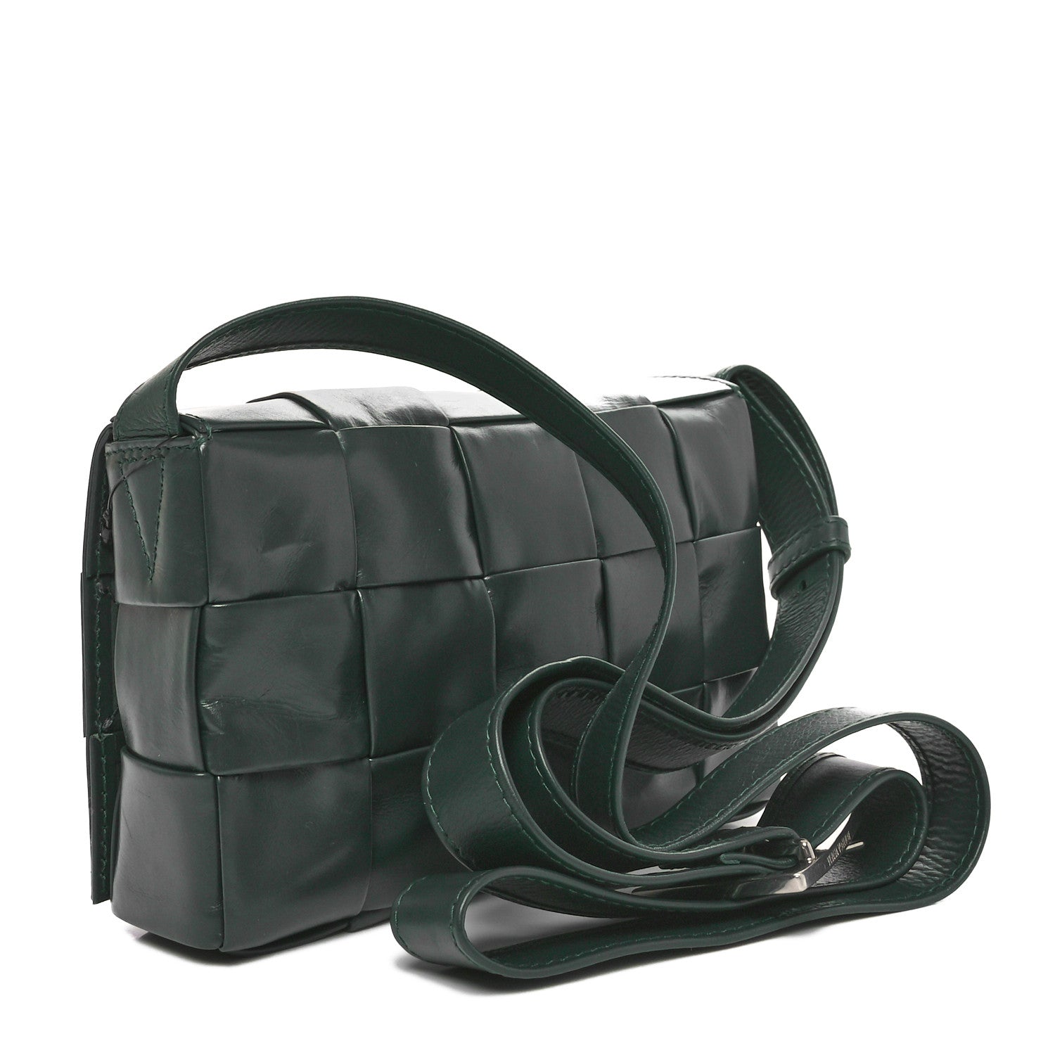 Paper Calfskin Maxi Intreccio Small Cassette Crossbody Bag Raintree