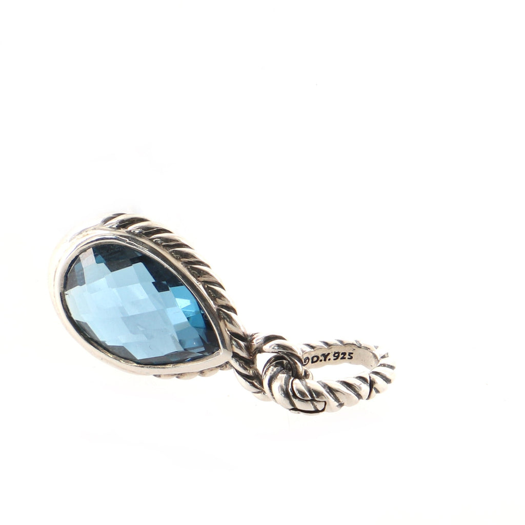Teardrop Pendant Necklace Sterling Silver with Topaz