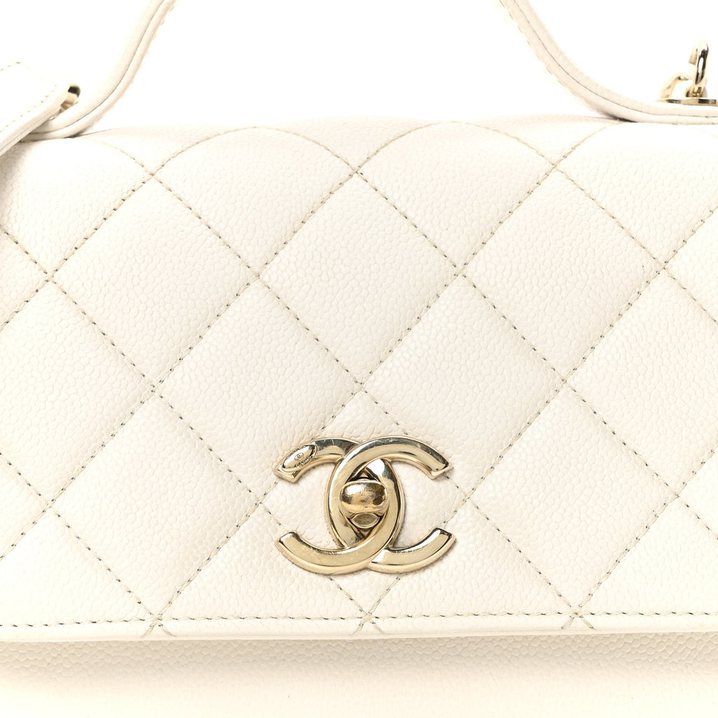 Caviar Quilted Small Business Affinity Flap White