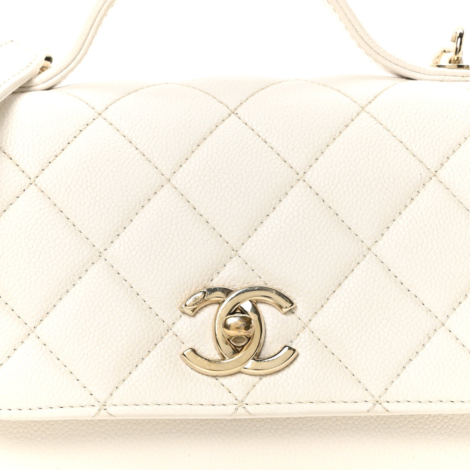 Caviar Quilted Small Business Affinity Flap White