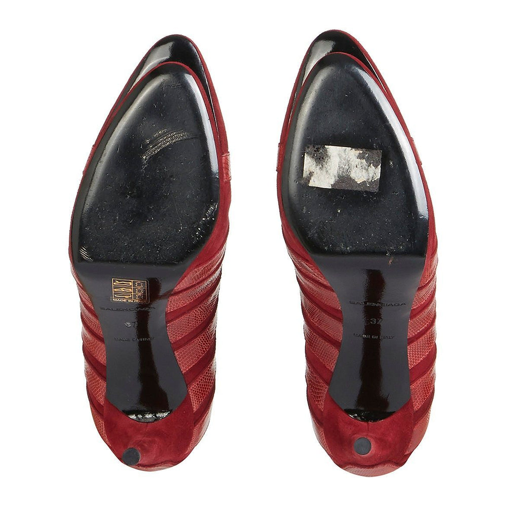 Women's Multistrap Suede and Leather Pumps