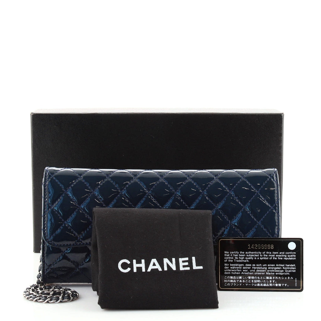 Wallet On Chain Clutch Quilted Patent East West