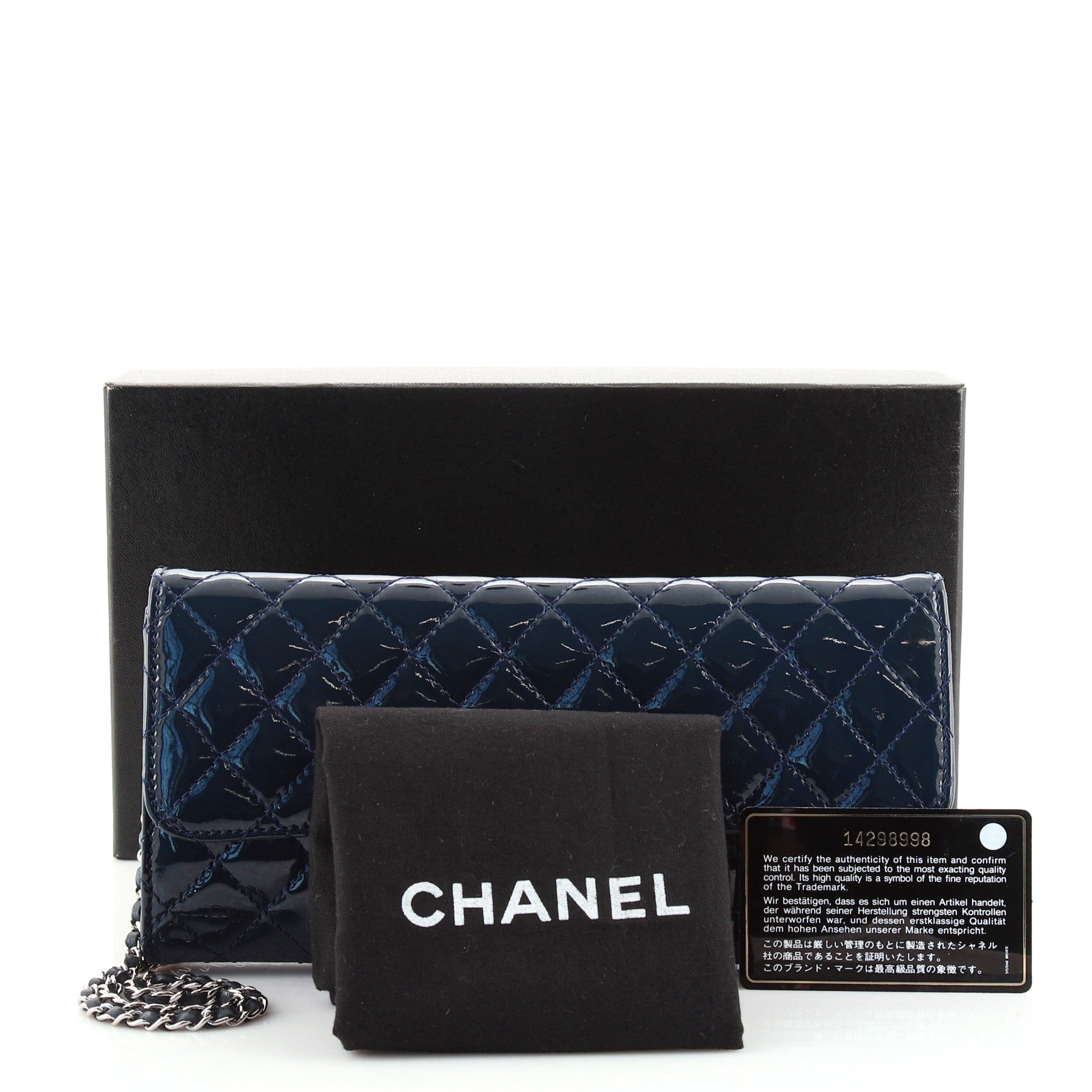 Wallet On Chain Clutch Quilted Patent East West