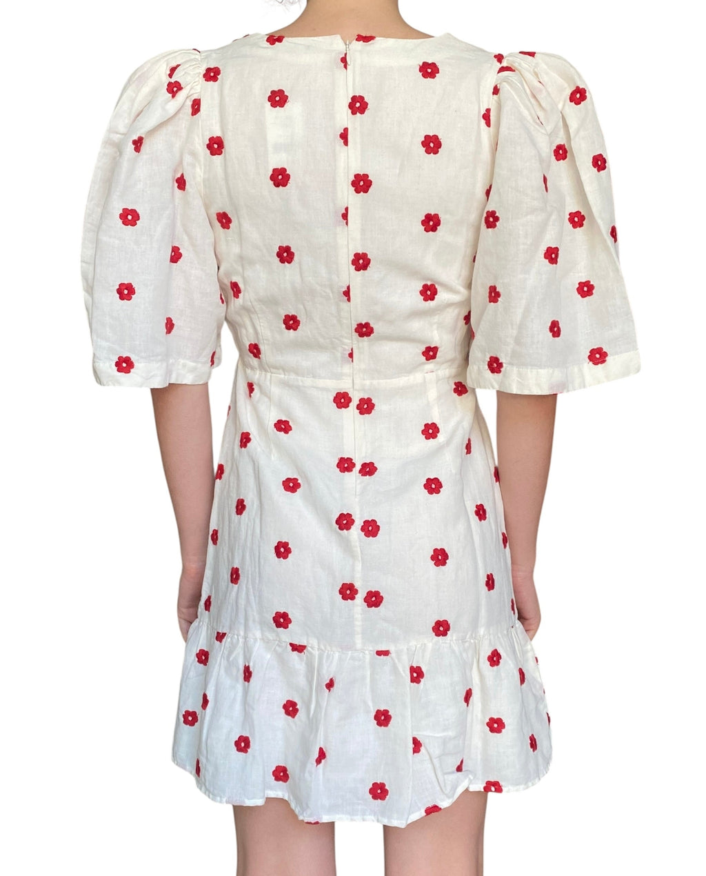 Rhode White Cotton Floral Printed Dress- 6