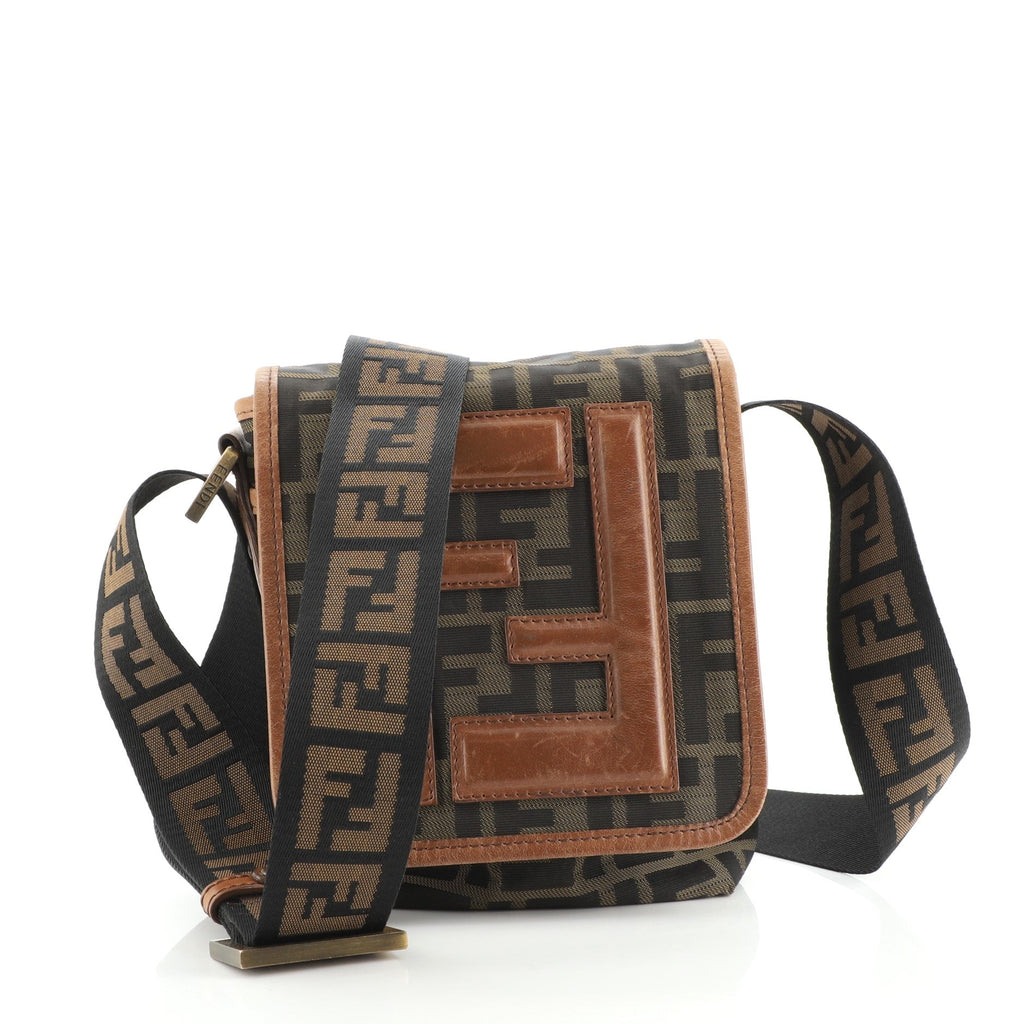 Vintage FF Flap Messenger Bag Zucca Canvas Mini
