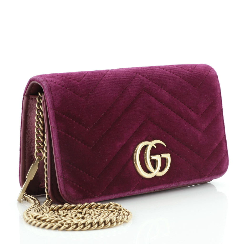 GG Marmont Chain Flap Bag Matelasse Velvet Mini
