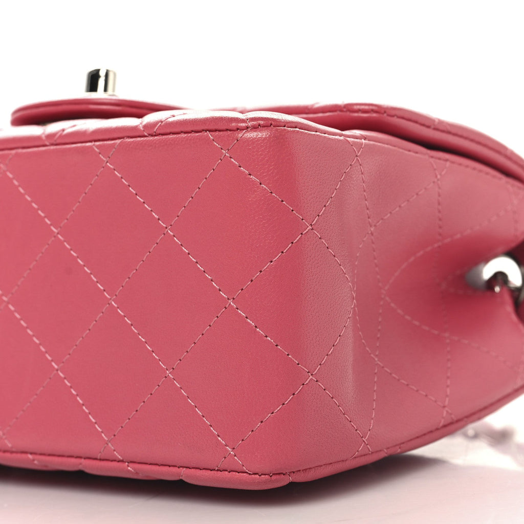 Lambskin Quilted Mini Square Flap Dark Pink
