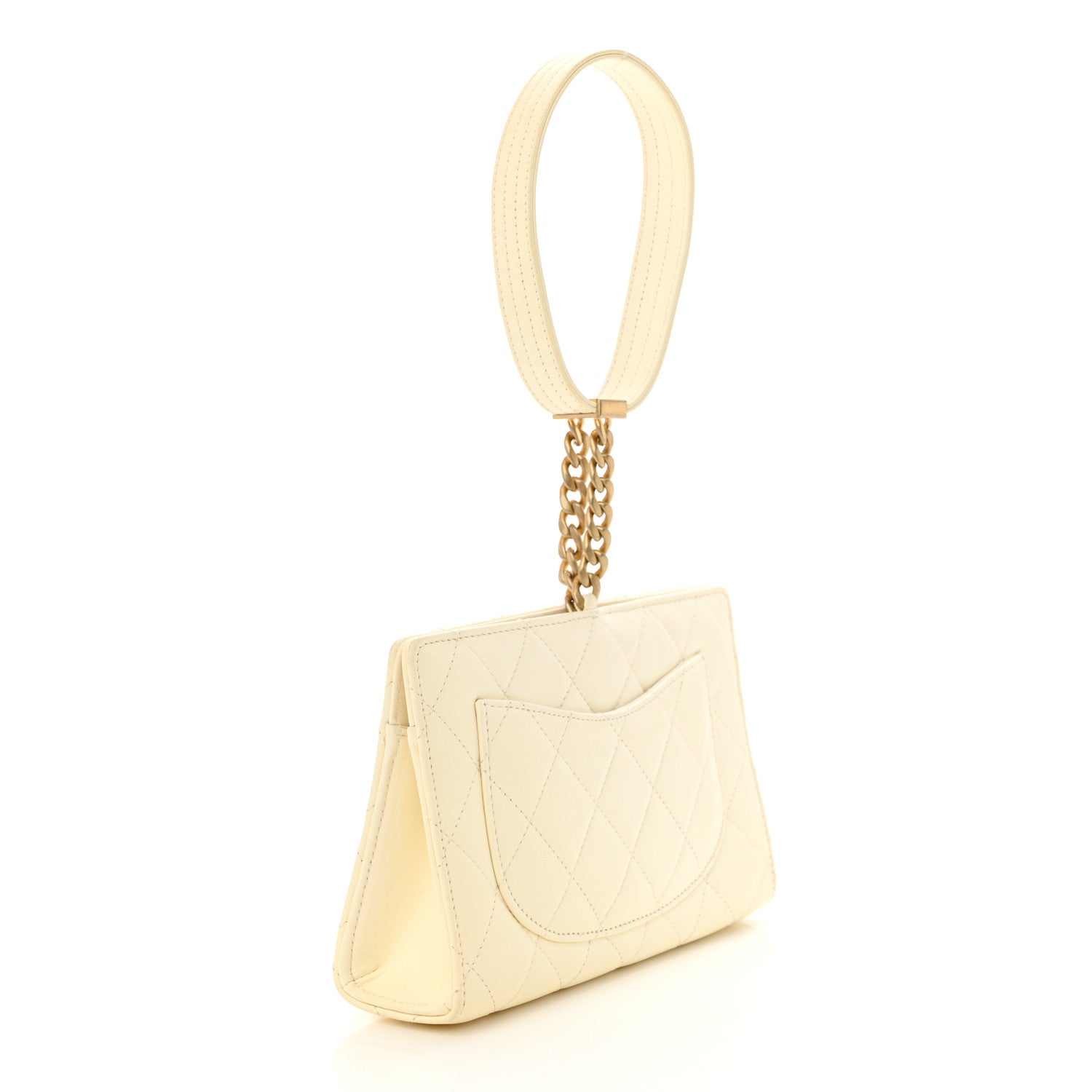 Lambskin Quilted Evening By The Sea Clutch  White