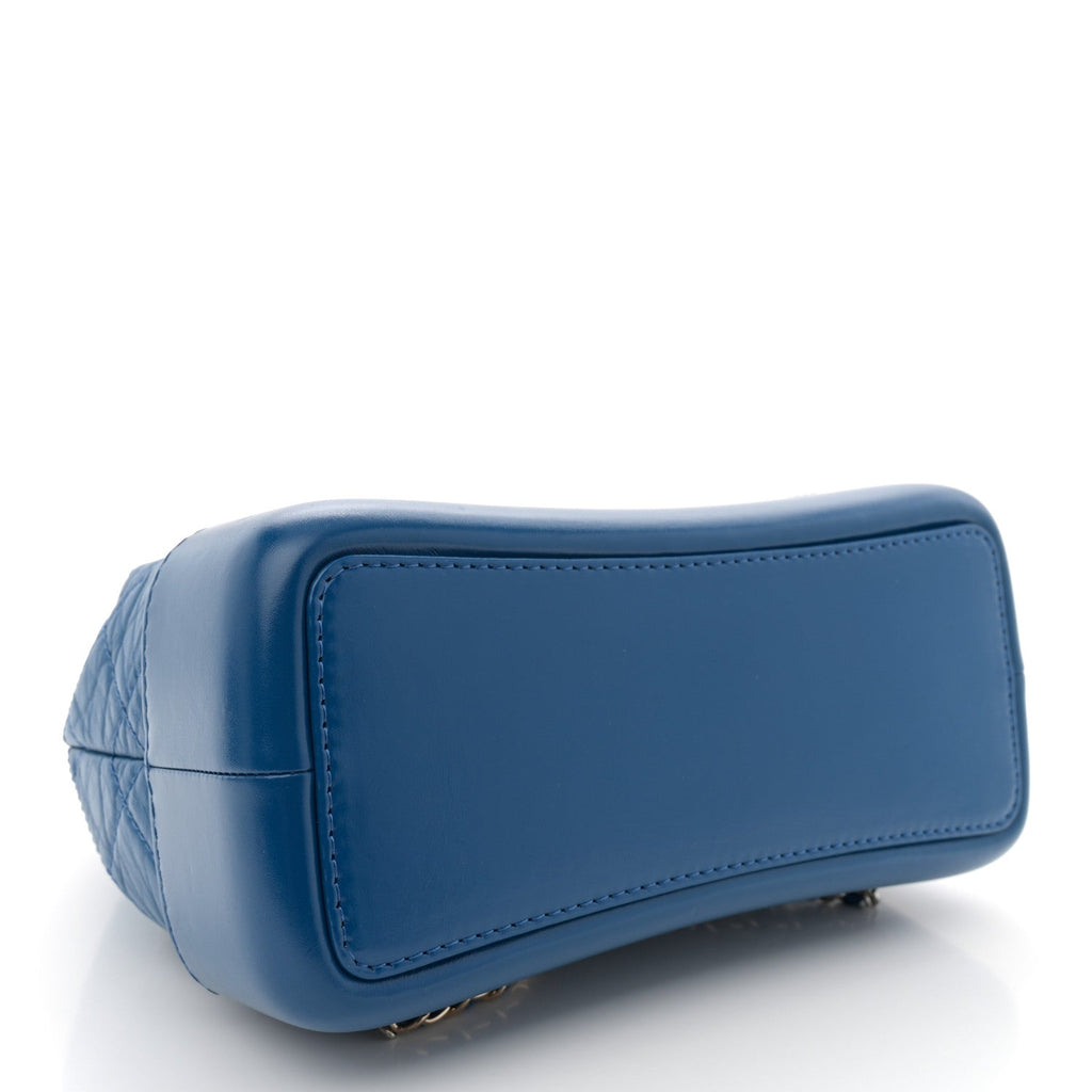 Aged Calfskin Quilted Gabrielle Backpack Blue