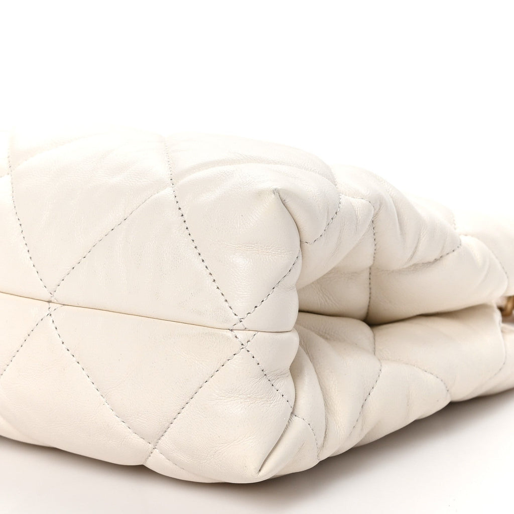 Lambskin Quilted Small Shopping Bag White