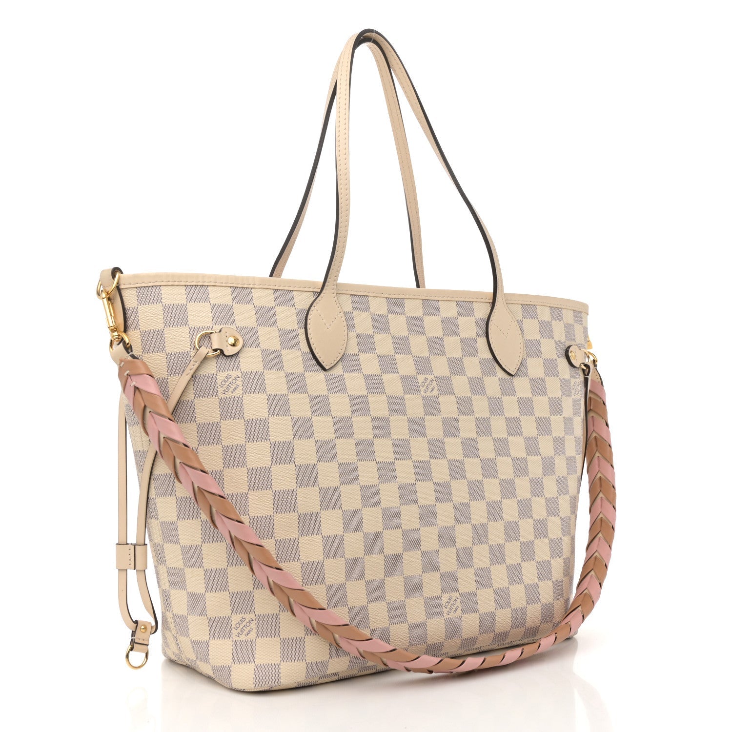 Damier Azur Braided Neverfull MM Pink