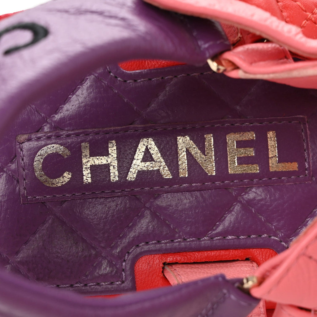 Lambskin Logo Platform Sandals 38 Red Purple Orange