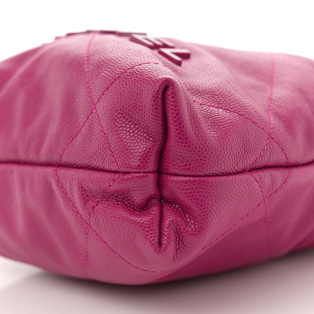 Shiny Caviar Quilted Monochrome Mini Chanel 22 Fuchsia