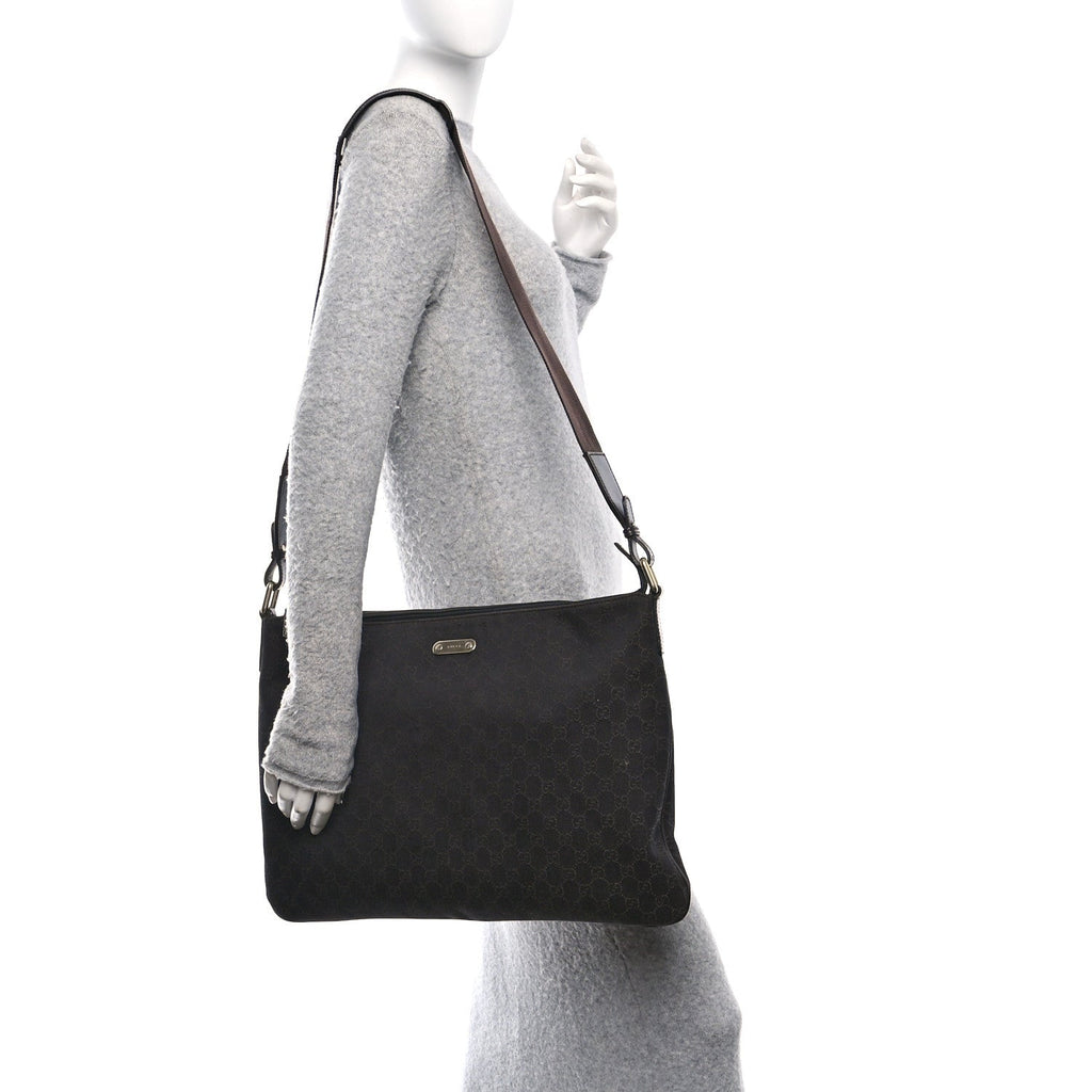 Denim Monogram Messenger Bag Dark Brown