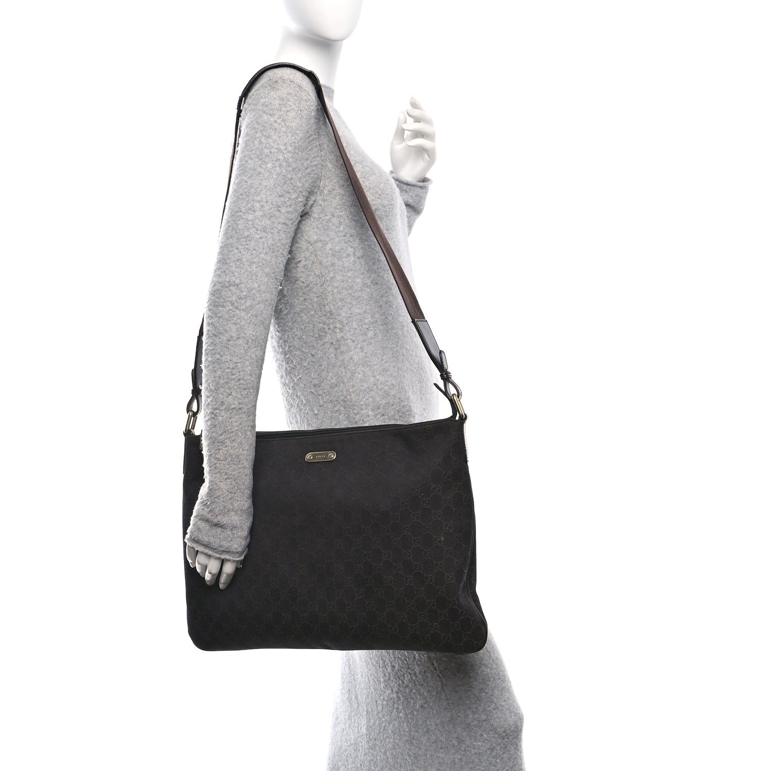 Denim Monogram Messenger Bag Dark Brown