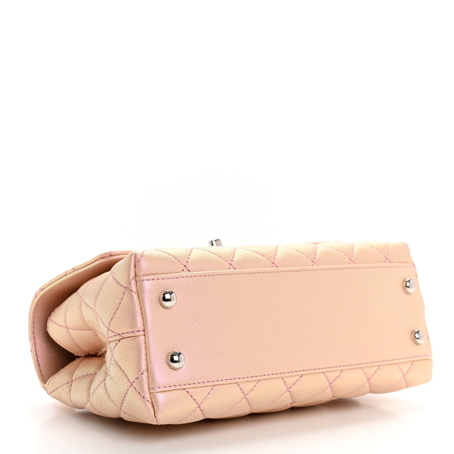 Iridescent Caviar Quilted Mini Coco Handle Flap Light Pink