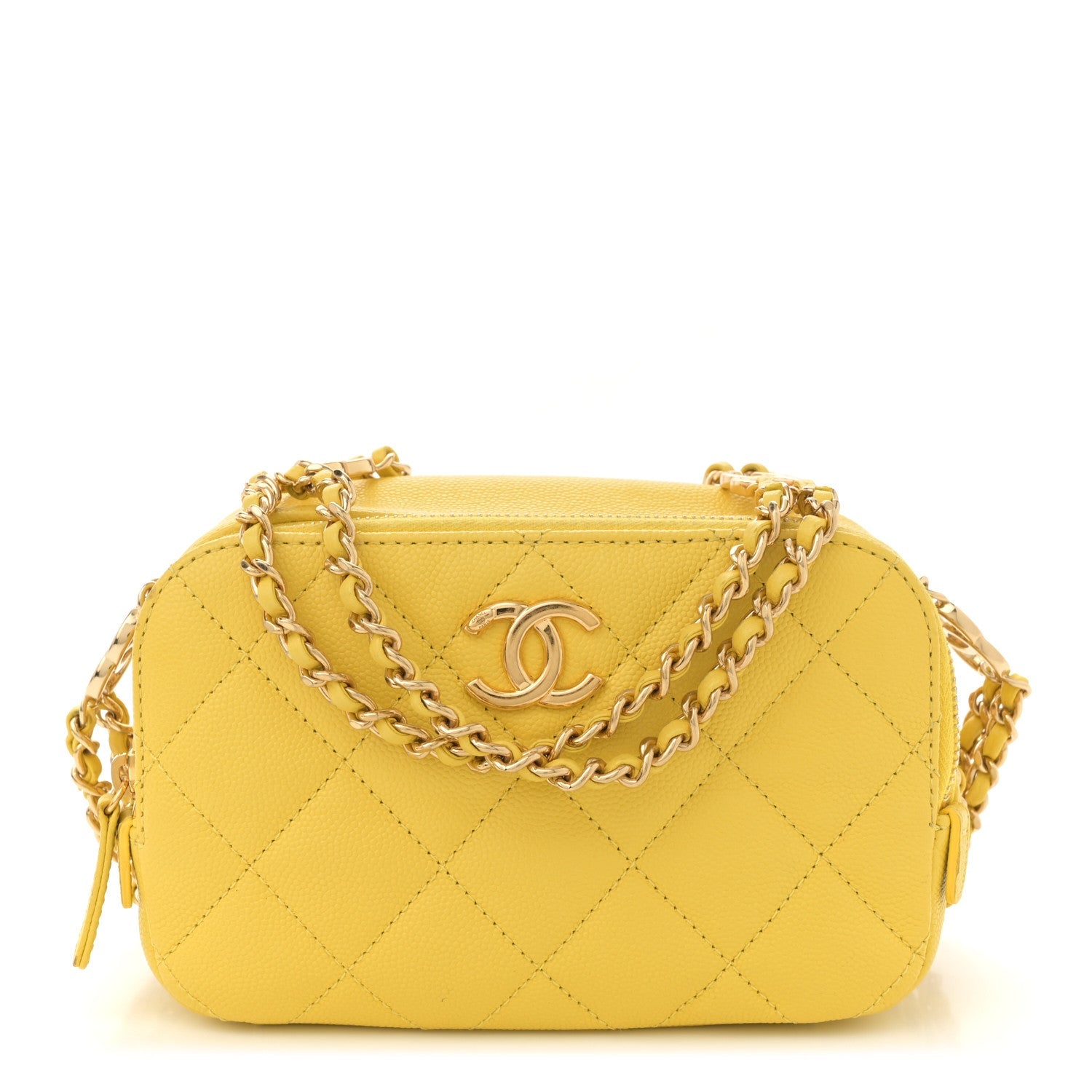 Caviar Quilted Mini CC You Camera Case Yellow