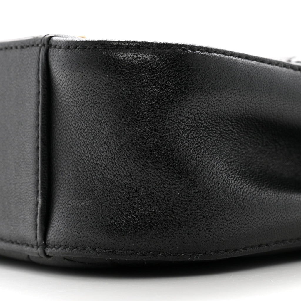 Lambskin Quilted Small Chain Infinity Top Handle Flap Black