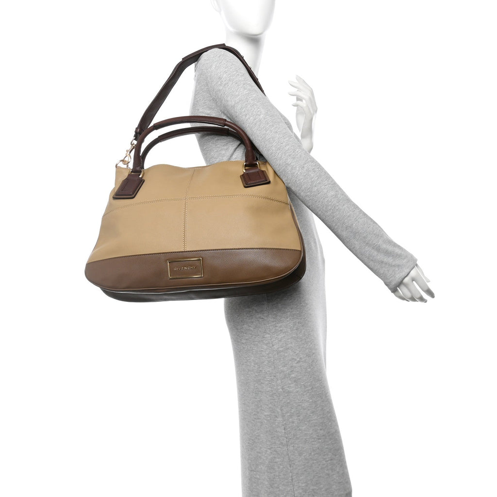 Calfskin Double Handles Hobo Brown