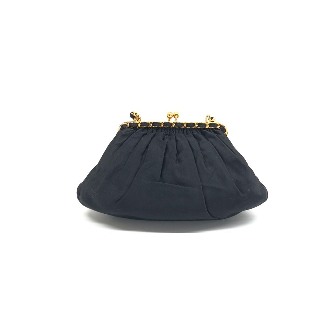 Chanel Kiss Lock Velvet Shoulder Bag