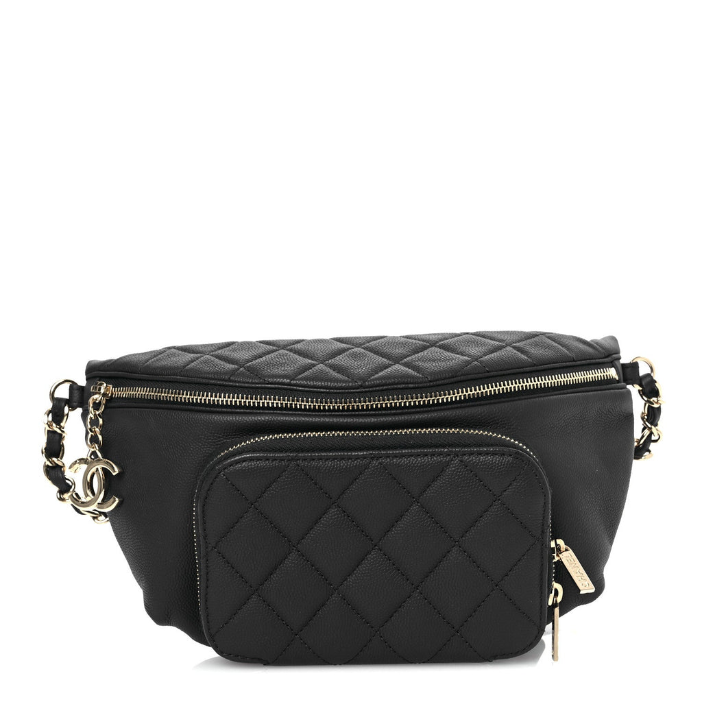 Caviar Quilted Business Affinity Waist Belt Bag Navy