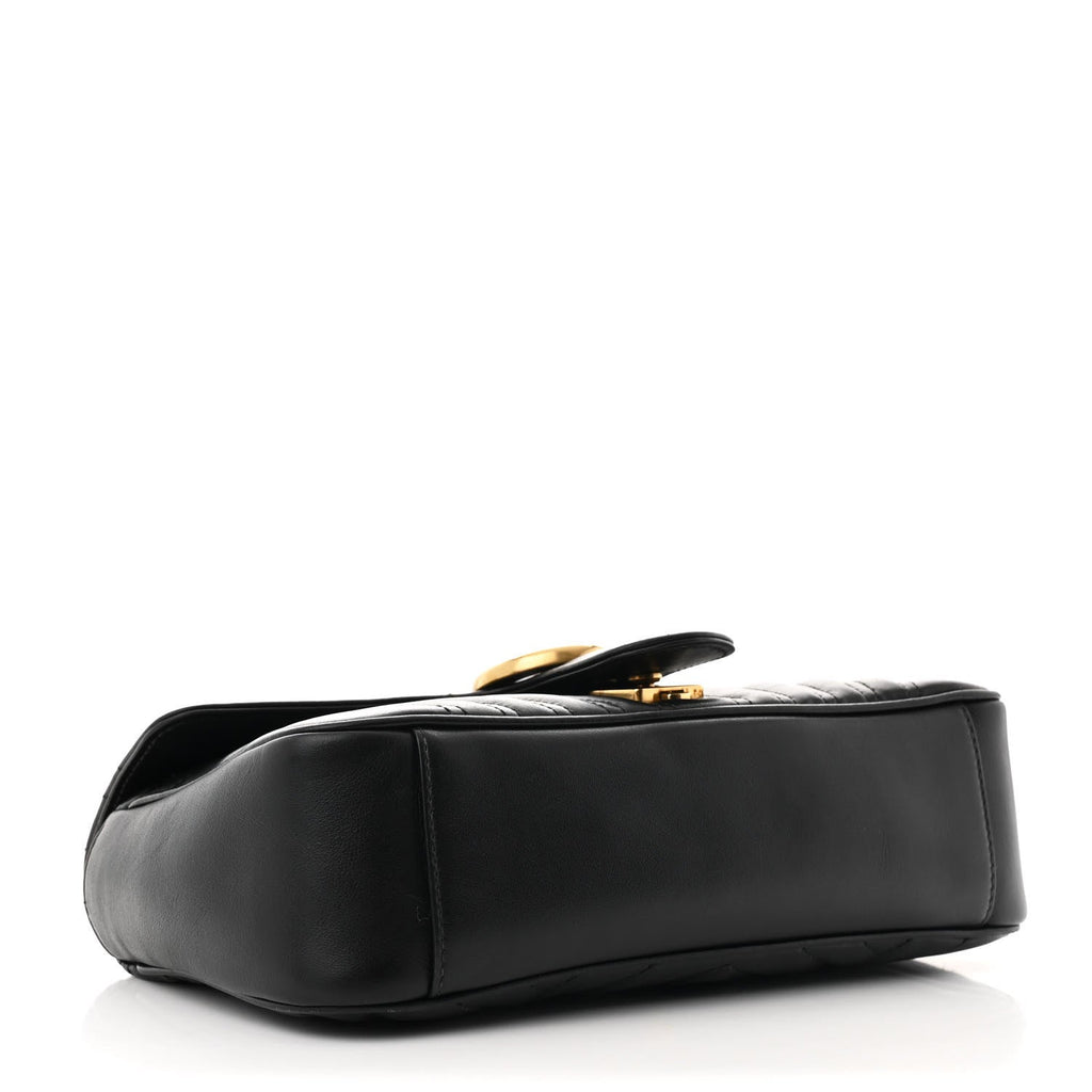 Calfskin Matelasse Small GG Marmont Shoulder Bag Black