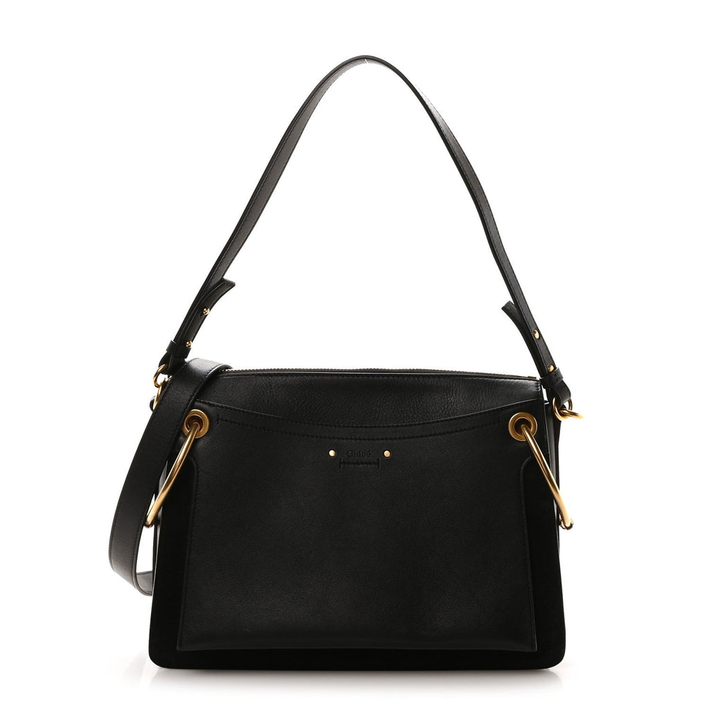 Calfskin Suede Medium Roy Bag Black